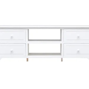 Éric-Paul-Louis Tv-meubel 108x30x40 cm massief paulowniahout wit Éric-Paul-Louis Tv-meubel 108x30x40 cm massief paulowniahout wit