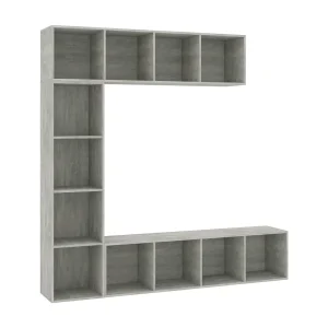 Elida 3-delige Boekenkast-/tv-meubelset 180x30x180 cm betongrijs Elida 3-delige Boekenkast-/tv-meubelset 180x30x180 cm betongrijs