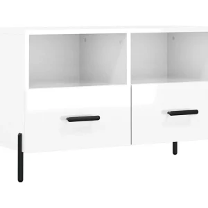 Erasmo Tv-meubel 80x36x50 cm bewerkt hout hoogglans wit Erasmo Tv-meubel 80x36x50 cm bewerkt hout hoogglans wit