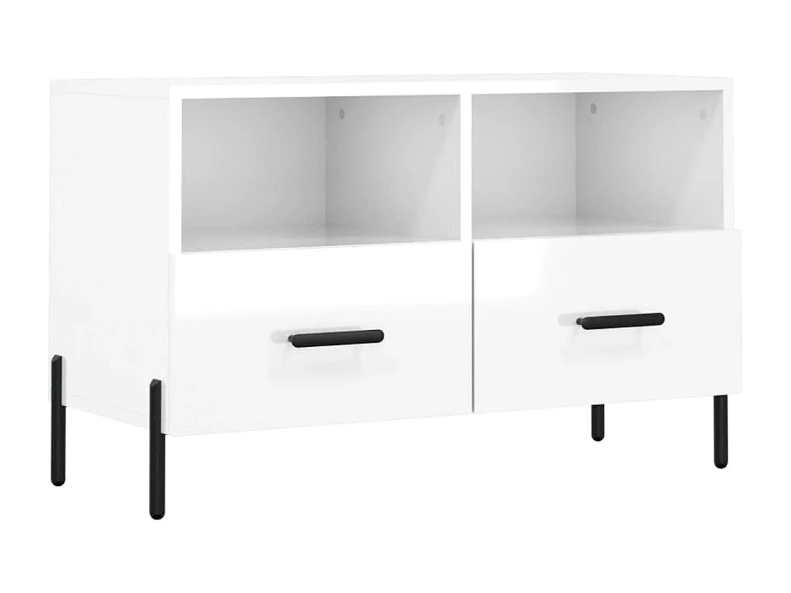 Erasmo Tv-meubel 80x36x50 cm bewerkt hout hoogglans wit