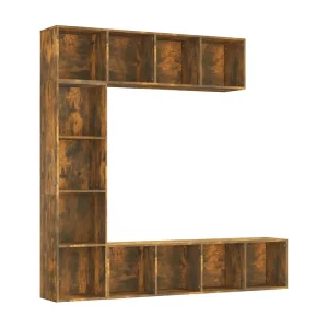 Elida 3-delige boekenkast- / tv-meubelset 180x30x180 cm gerookt eiken Elida 3-delige boekenkast- / tv-meubelset 180x30x180 cm gerookt eiken