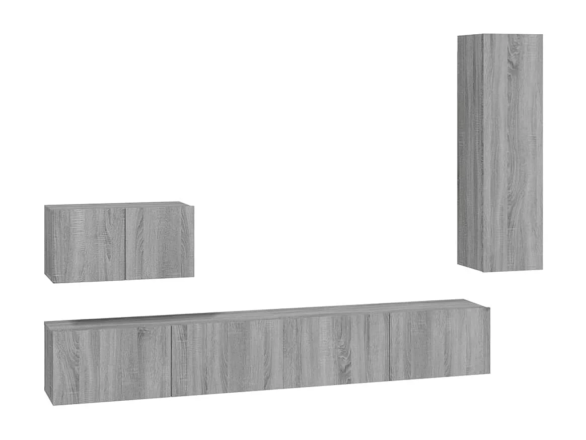 Elwin 4-delige Tv-meubelset bewerkt hout grijs sonoma eikenkleurig
