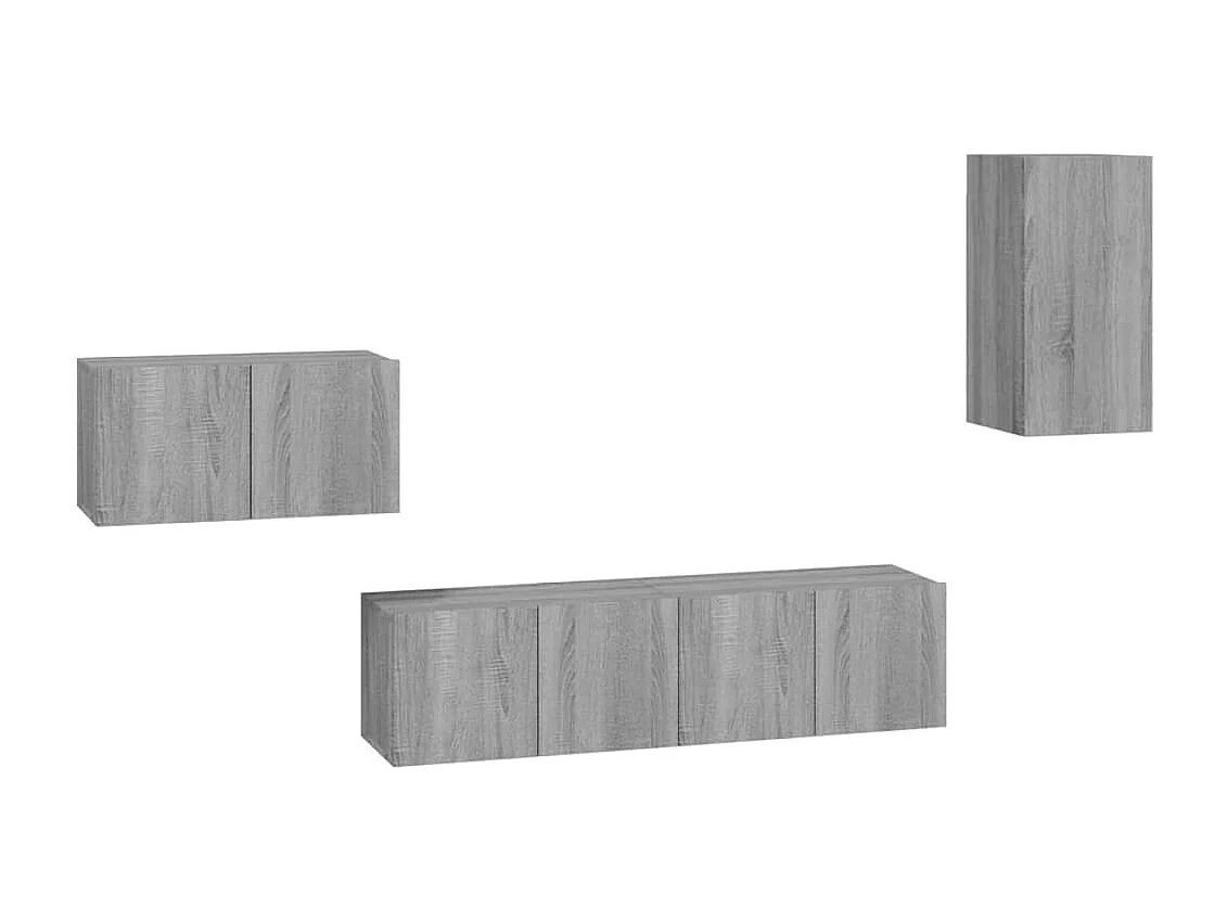 Elwin 4-delige Tv-meubelset bewerkt hout grijs sonoma eikenkleurig