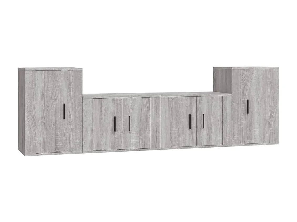 Eldor 4-delige Tv-meubelset bewerkt hout grijs sonoma eikenkleurig