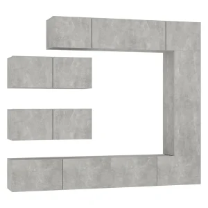 Garden Furniture – 7-delige Tv-meubelset bewerkt hout betongrijs Garden Furniture – 7-delige Tv-meubelset bewerkt hout betongrijs