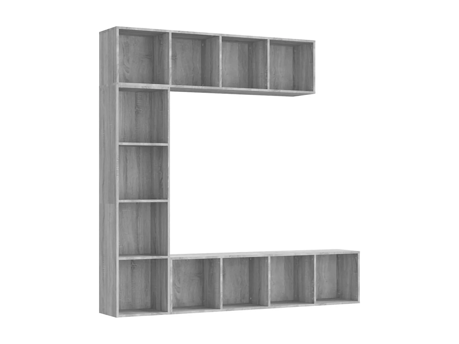 Elida 3-delige boekenkast- / tv-meubelset 180x30x180 cm grijs sonoma