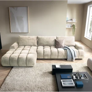 Emporius Valerio Hoekbank met bedlade – Slaapbank 340 cm , links – crème (Ditra New 1) Emporius Valerio Hoekbank met bedlade – Slaapbank 340 cm , links – crème (Ditra New 1)