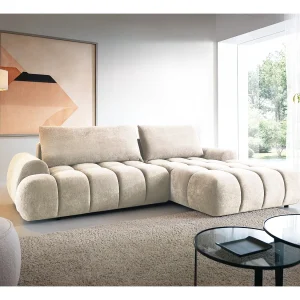 Emporius Valerio Hoekbank 280 cm – Slaapbank met bedlade, rechts – fluweel crème (Gobi 1) Emporius Valerio Hoekbank 280 cm – Slaapbank met bedlade, rechts – fluweel crème (Gobi 1)