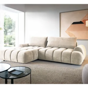 Emporius Valerio Hoekbank 280 cm – Slaapbank met bedlade, links – fluweel crème (Gobi 1) Emporius Valerio Hoekbank 280 cm – Slaapbank met bedlade, links – fluweel crème (Gobi 1)
