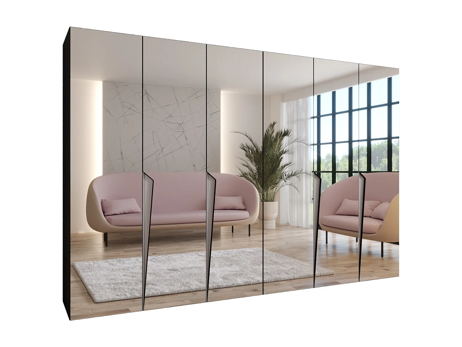 Draaideurkast Piano 3 300 (150x2) / 202 / 52 (Zwart + Kasjmier)