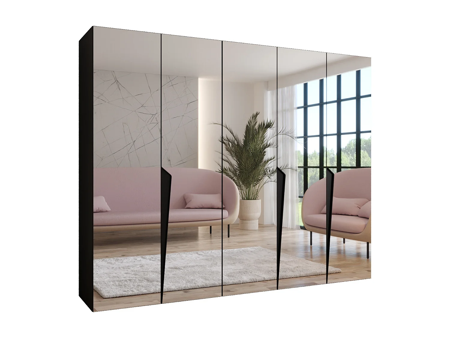 Draaideurkast Piano 3 250 / 202 / 52 (Zwart + Zwart)