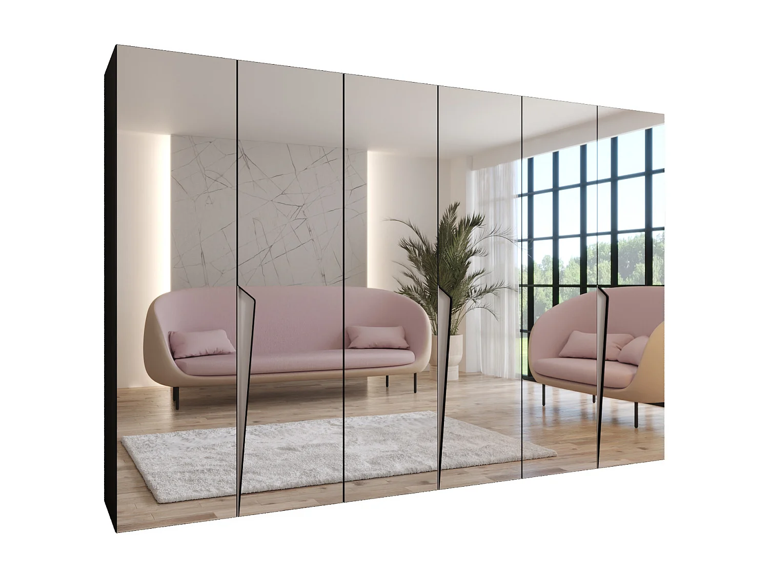 Draaideurkast Piano 3 300 (100x3) / 202 / 52 (Zwart + Kasjmier)