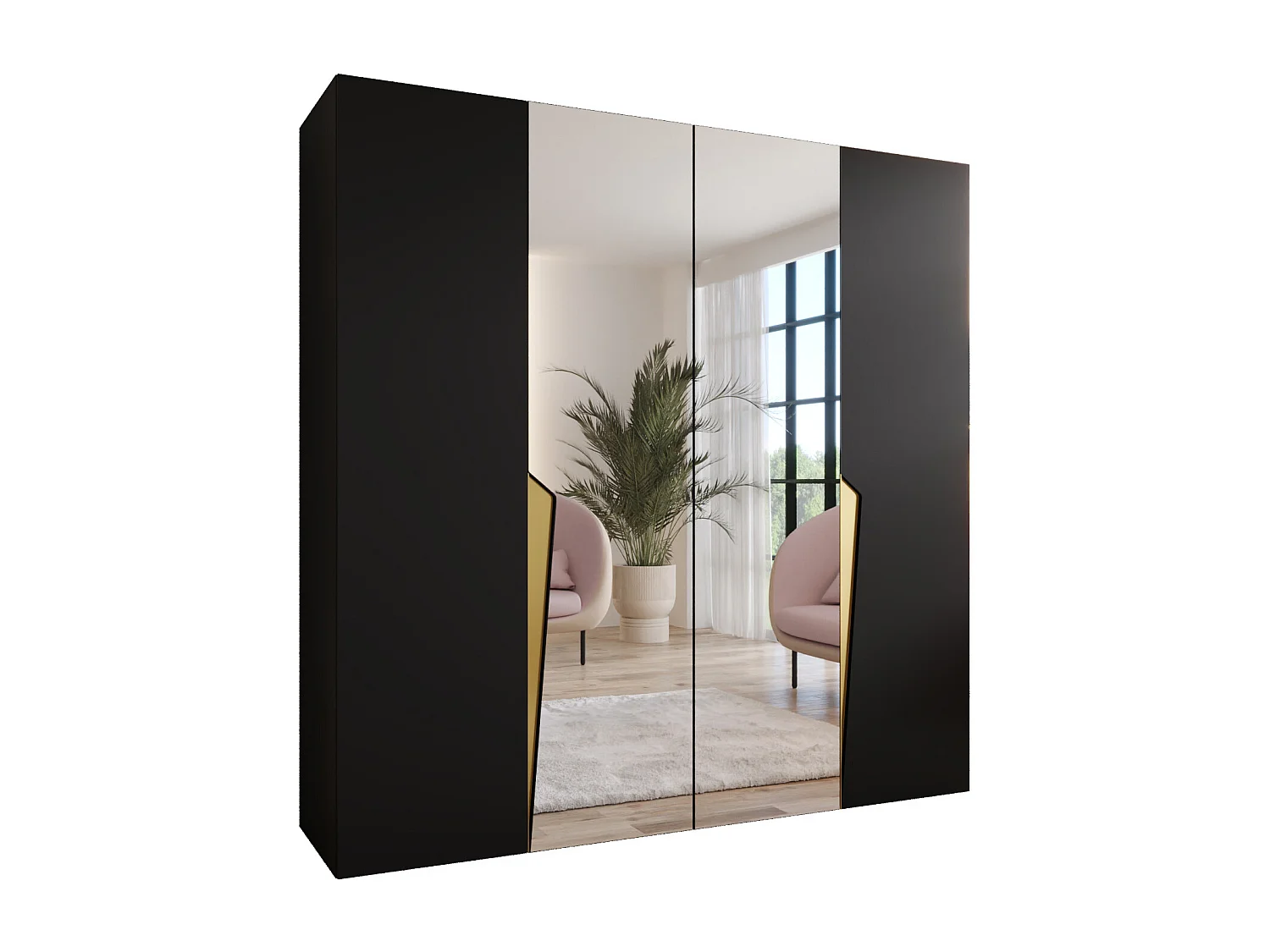 Draaideurkast Piano 2 200 / 202 / 52 (Zwart + Goud)