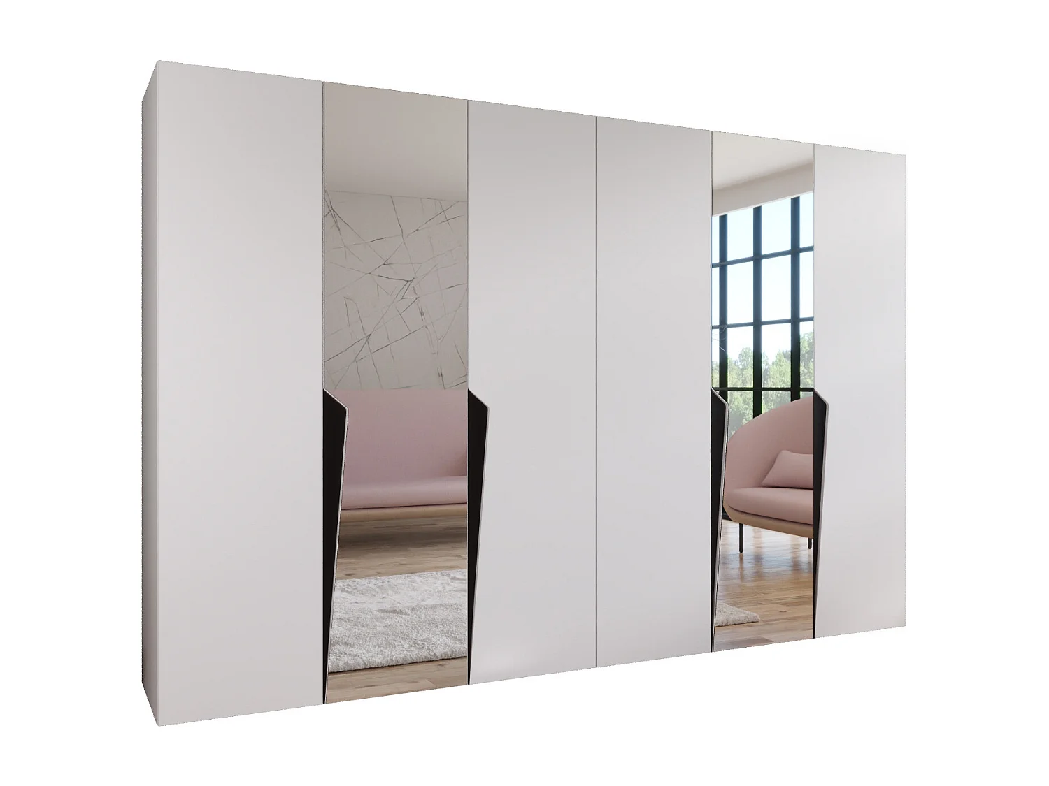 Draaideurkast Piano 2 300 (150x2) / 202 / 52 (Wit + Zwart)