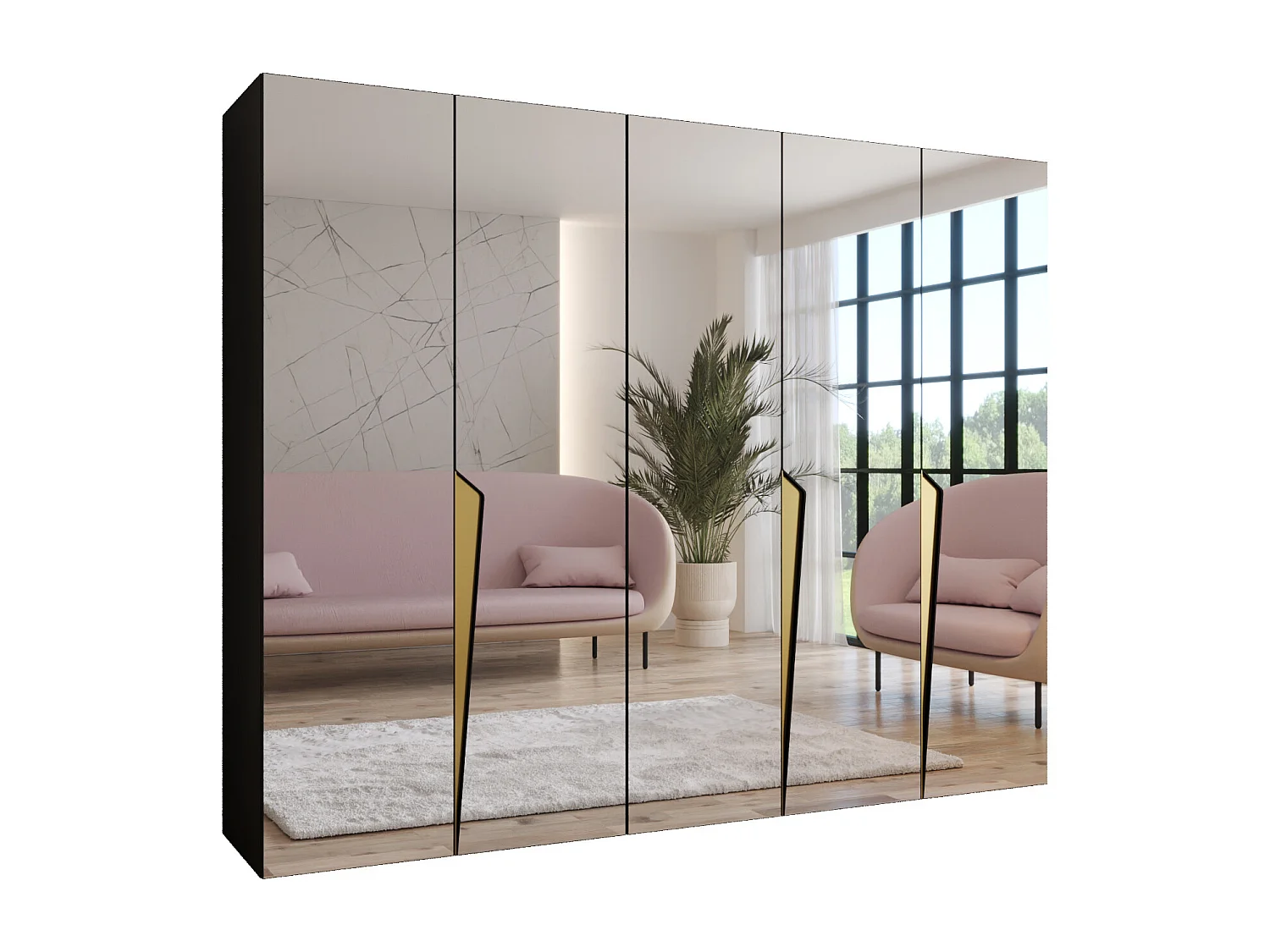 Draaideurkast Piano 3 250 / 202 / 52 (Zwart + Goud)