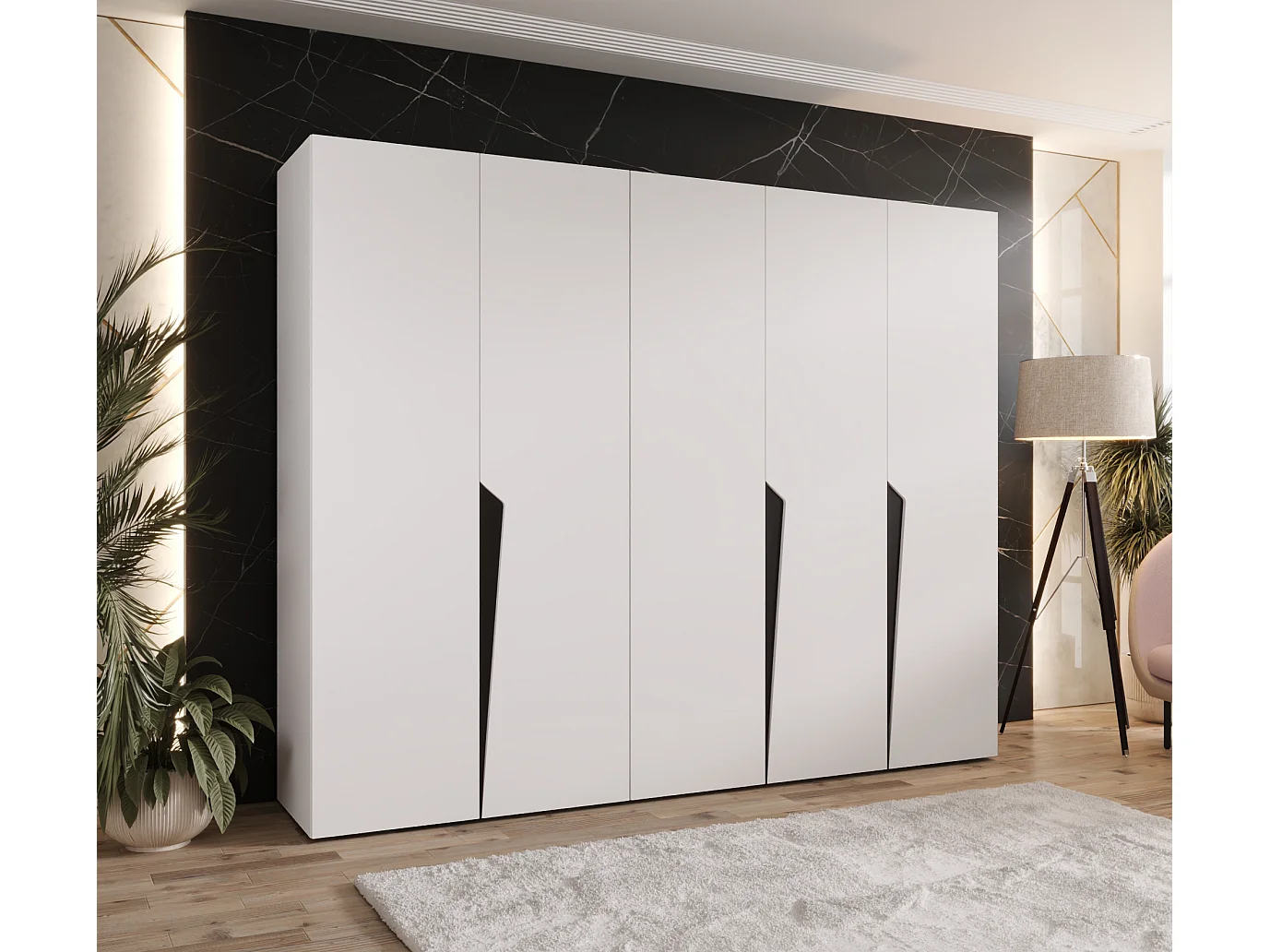 Draaideurkast Piano 1 250 / 202 / 52 (Wit + Zwart)