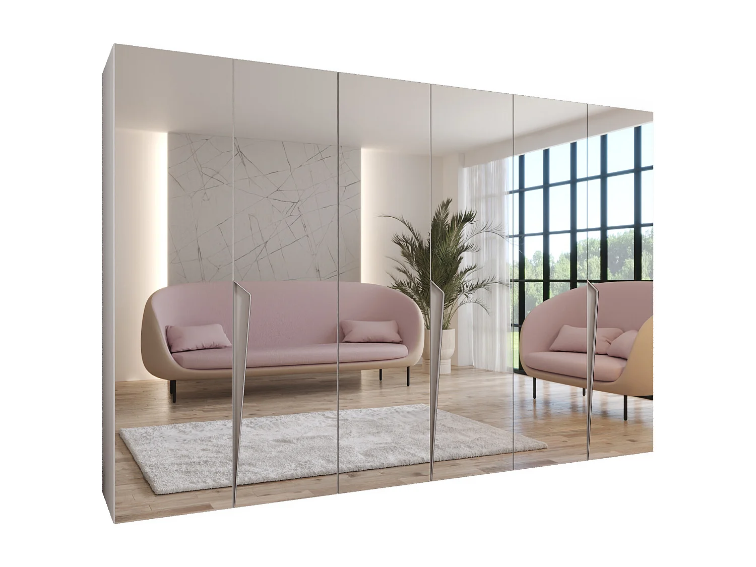 Draaideurkast Piano 3 300 (100x3) / 202 / 52 (Wit + Kasjmier)