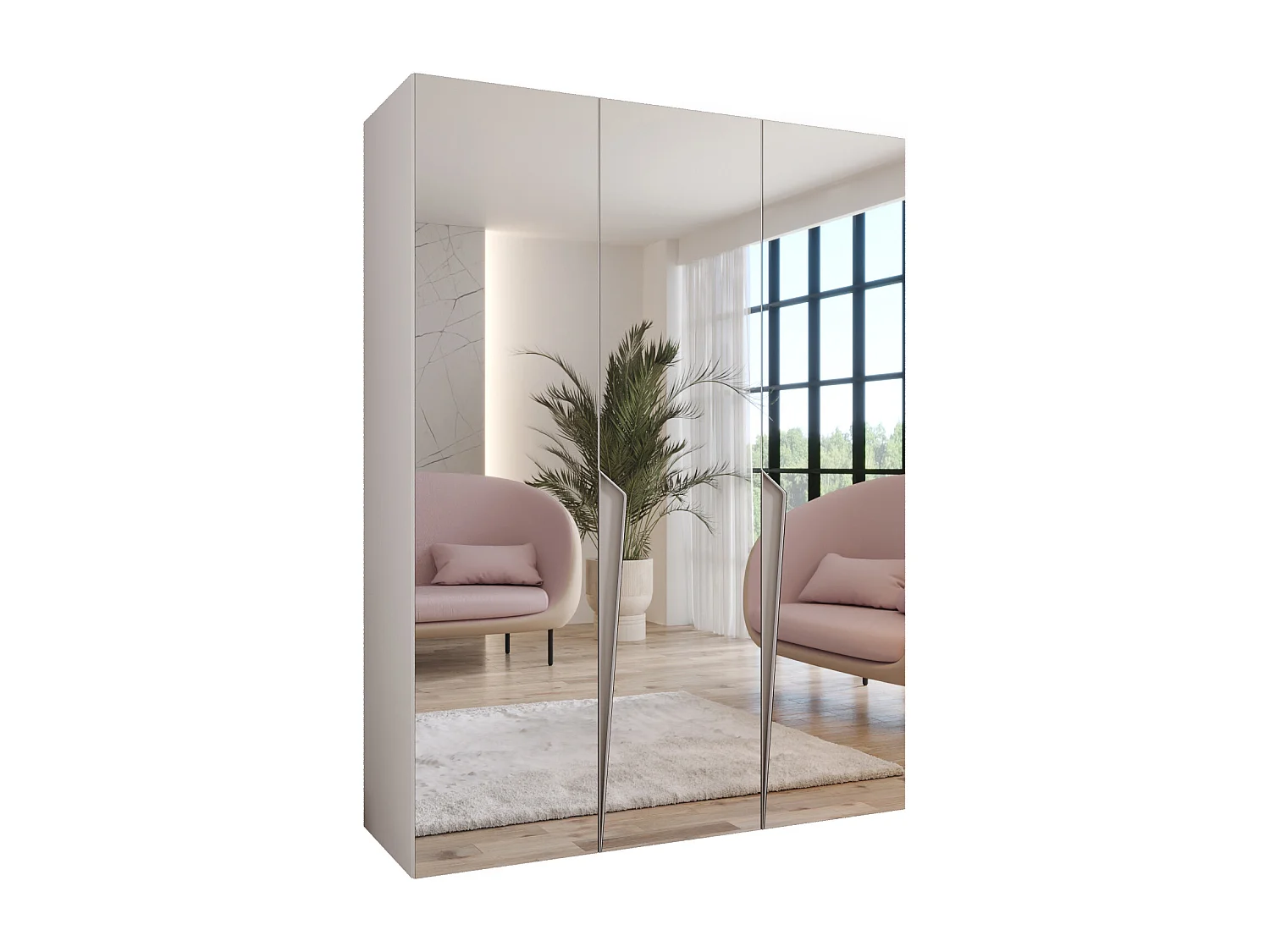 Draaideurkast Piano 3 150 / 202 / 52 (Wit + Kasjmier)
