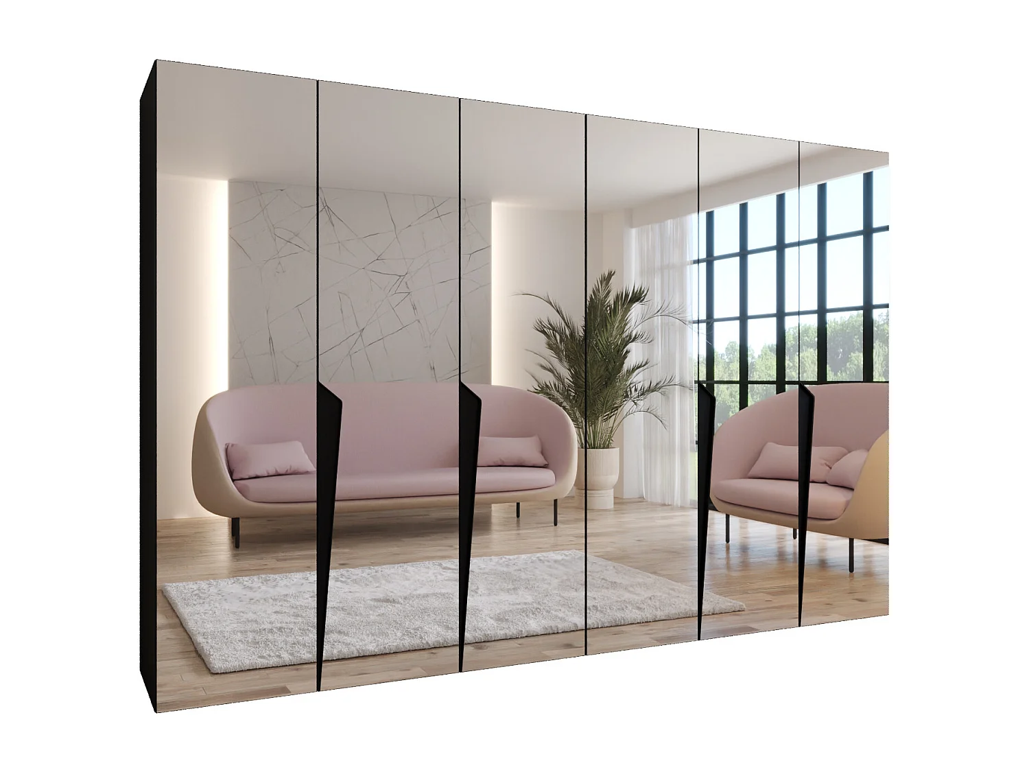 Draaideurkast Piano 3 300 (150x2) / 202 / 52 (Zwart + Zwart)