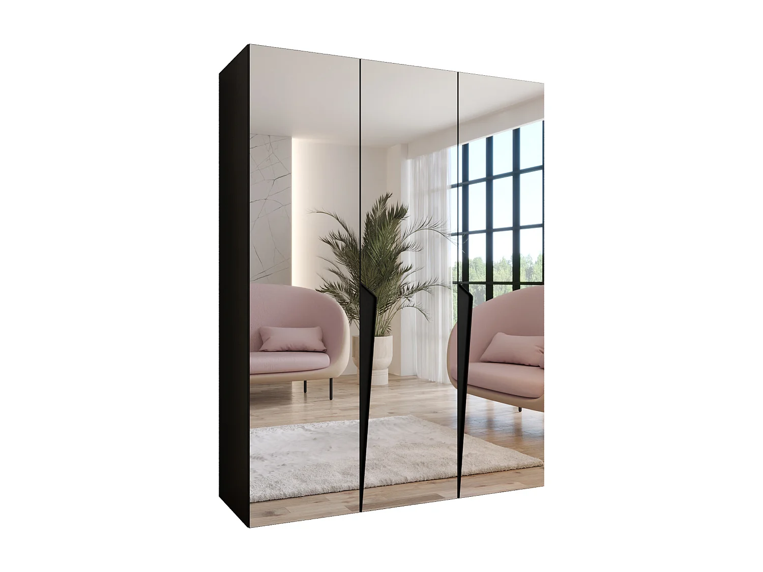 Draaideurkast Piano 3 150 / 202 / 52 (Zwart + Zwart)