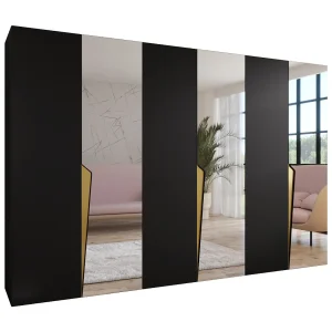 Draaideurkast Piano 2 300 (100×3) / 202 / 52 (Zwart + Goud) Draaideurkast Piano 2 300 (100×3) / 202 / 52 (Zwart + Goud)