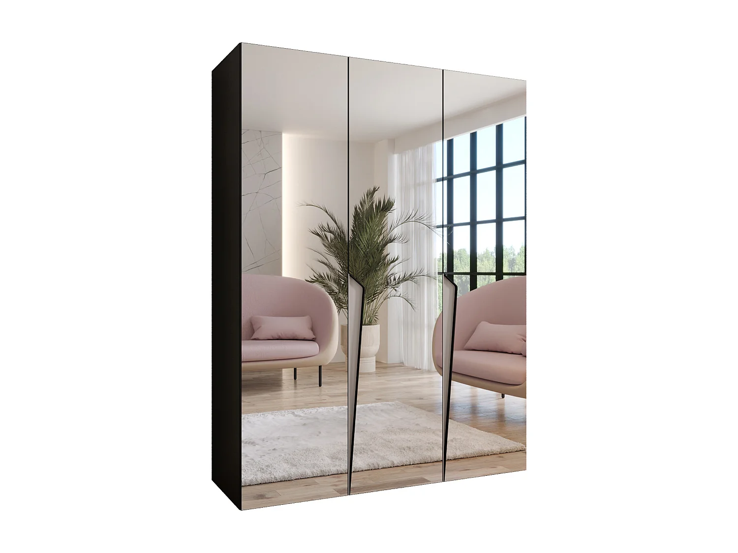 Draaideurkast Piano 3 150 / 202 / 52 (Zwart + Kasjmier)