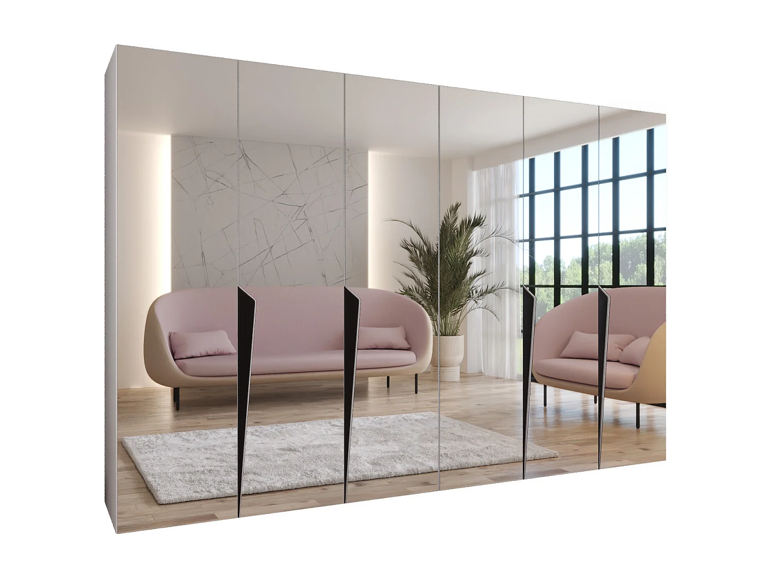 Draaideurkast Piano 3 300 (150x2) / 202 / 52 (Wit + Zwart)