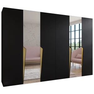 Draaideurkast Piano 2 300 (150×2) / 202 / 52 (Zwart + Goud)