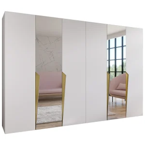 Draaideurkast Piano 2 300 (150×2) / 202 / 52 (Wit + Goud)