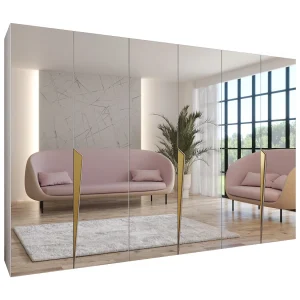 Draaideurkast Piano 3 300 (100×3) / 202 / 52 (Wit + Goud)
