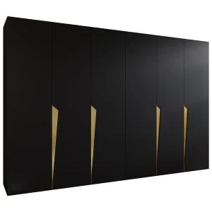Draaideurkast Piano 1 300 (150×2) / 202 / 52 (Zwart + Goud)