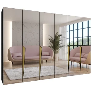 Draaideurkast Piano 3 300 (150×2) / 202 / 52 (Zwart + Goud) Draaideurkast Piano 3 300 (150×2) / 202 / 52 (Zwart + Goud)