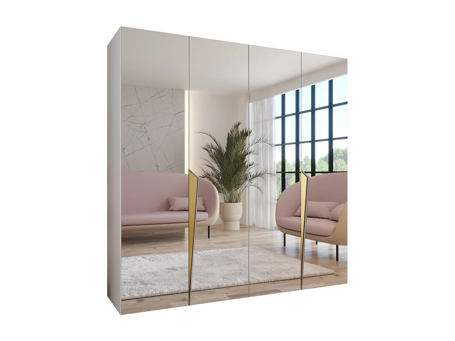 Draaideurkast Piano 3 200 / 202 / 52 (Wit + Goud)