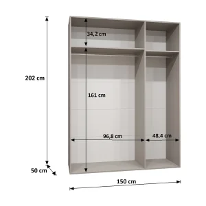 Draaideurkast Piano 2 150 / 202 / 52 (Wit + Zwart)