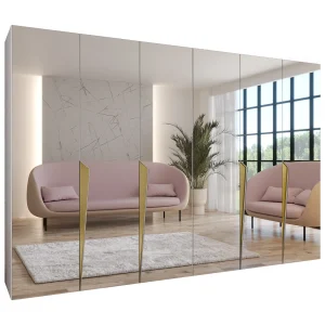 Draaideurkast Piano 3 300 (150×2) / 202 / 52 (Wit + Goud)