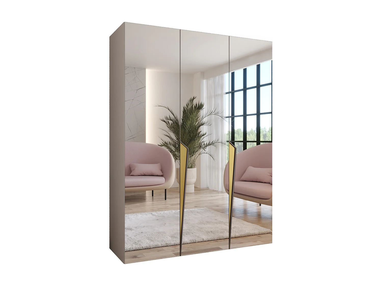 Draaideurkast Piano 3 150 / 202 / 52 (Kasjmier + Goud)