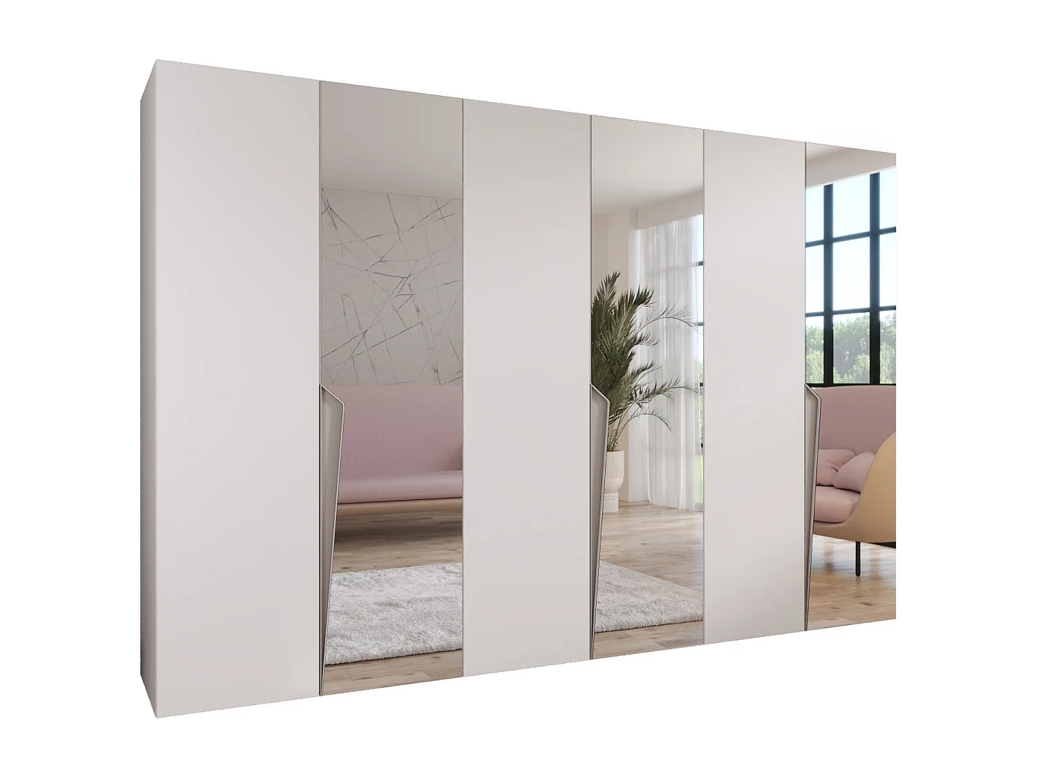 Draaideurkast Piano 2 300 (100x3) / 202 / 52 (Wit + Kasjmier)