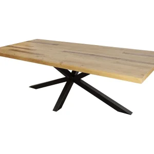 Eettafel SOLARA Gerecycled grenenhout en zwart metaal 200 cm Bladdikte 60 mm Industriële stijl Eettafel SOLARA Gerecycled grenenhout en zwart metaal 200 cm Bladdikte 60 mm Industriële stijl