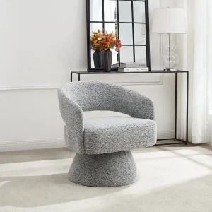 Ronde draaibare fauteuil in grijze chenille stof FEDOTE Ronde draaibare fauteuil in grijze chenille stof FEDOTE