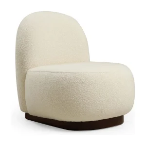 Elegante fauteuil, wit bouclé, 74 x 85 x 75 cm | Frame van beukenhout en spaanplaat, 100% polyester, poten van walnoothout | Perfect om te d Elegante fauteuil, wit bouclé, 74 x 85 x 75 cm | Frame van beukenhout en spaanplaat, 100% polyester, poten van walnoothout | Perfect om te d