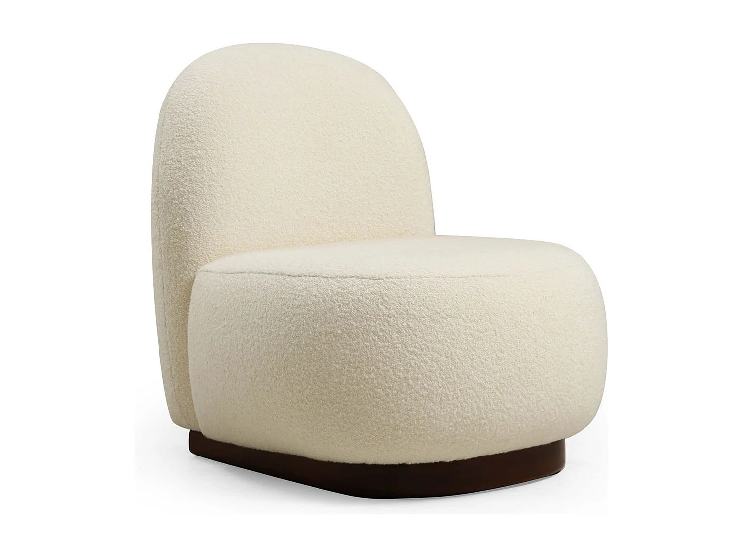Elegante fauteuil, wit bouclé, 74 x 85 x 75 cm | Frame van beukenhout en spaanplaat, 100% polyester, poten van walnoothout | Perfect om te d