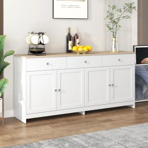 Dressoir, ladekast, buffetkast, 160 x 37 x 75 cm, met 4 deuren en 3 opbergladen