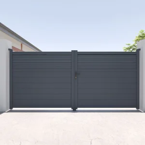 Elektrische draaipoort van aluminium – L.305 x H.181 cm – Antraciet – VIAZO – Koop nu