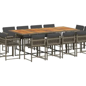 Emilia 13-delige Tuinset met kussens poly rattan grijs Emilia 13-delige Tuinset met kussens poly rattan grijs