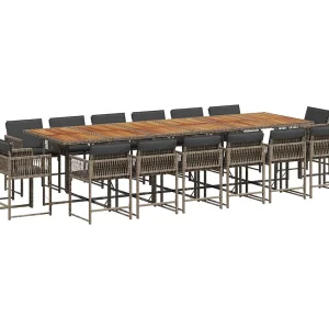 Emilia 17-delige Tuinset met kussens poly rattan grijs Emilia 17-delige Tuinset met kussens poly rattan grijs