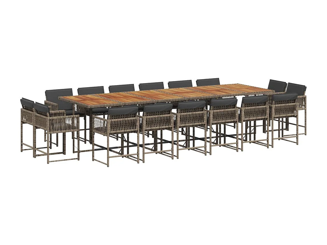 Emilia 17-delige Tuinset met kussens poly rattan grijs