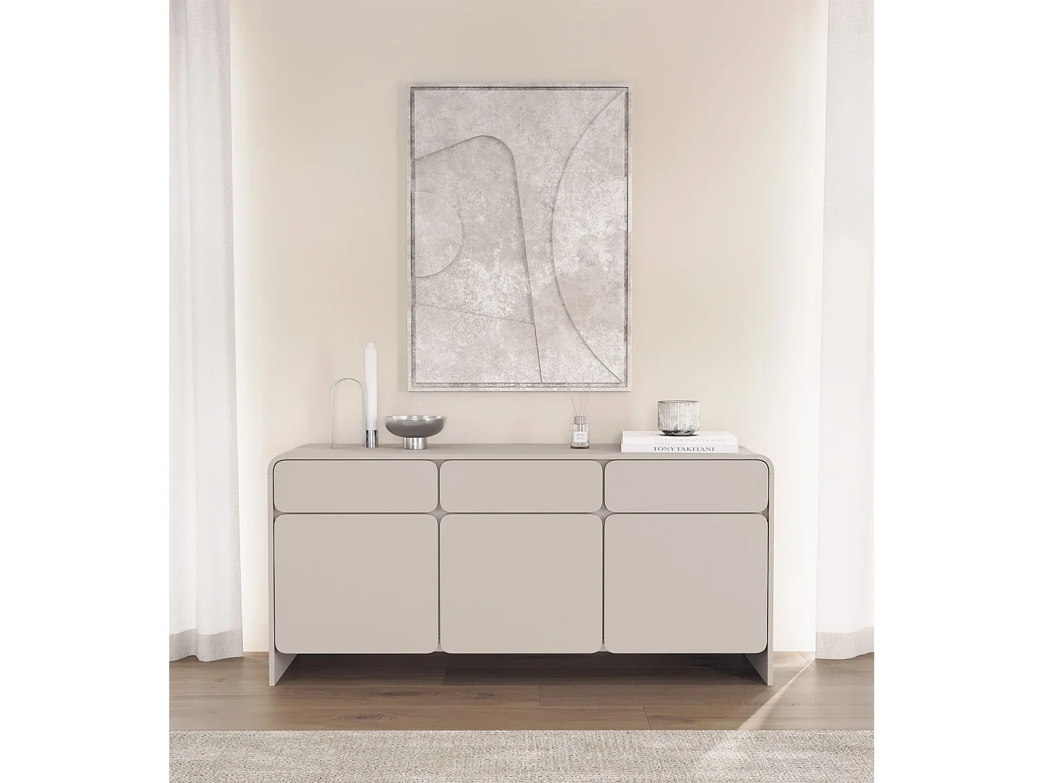 Dressoir met 3 deuren en 3 lades – kasjmiergrijs – 156 cm – LUMMO