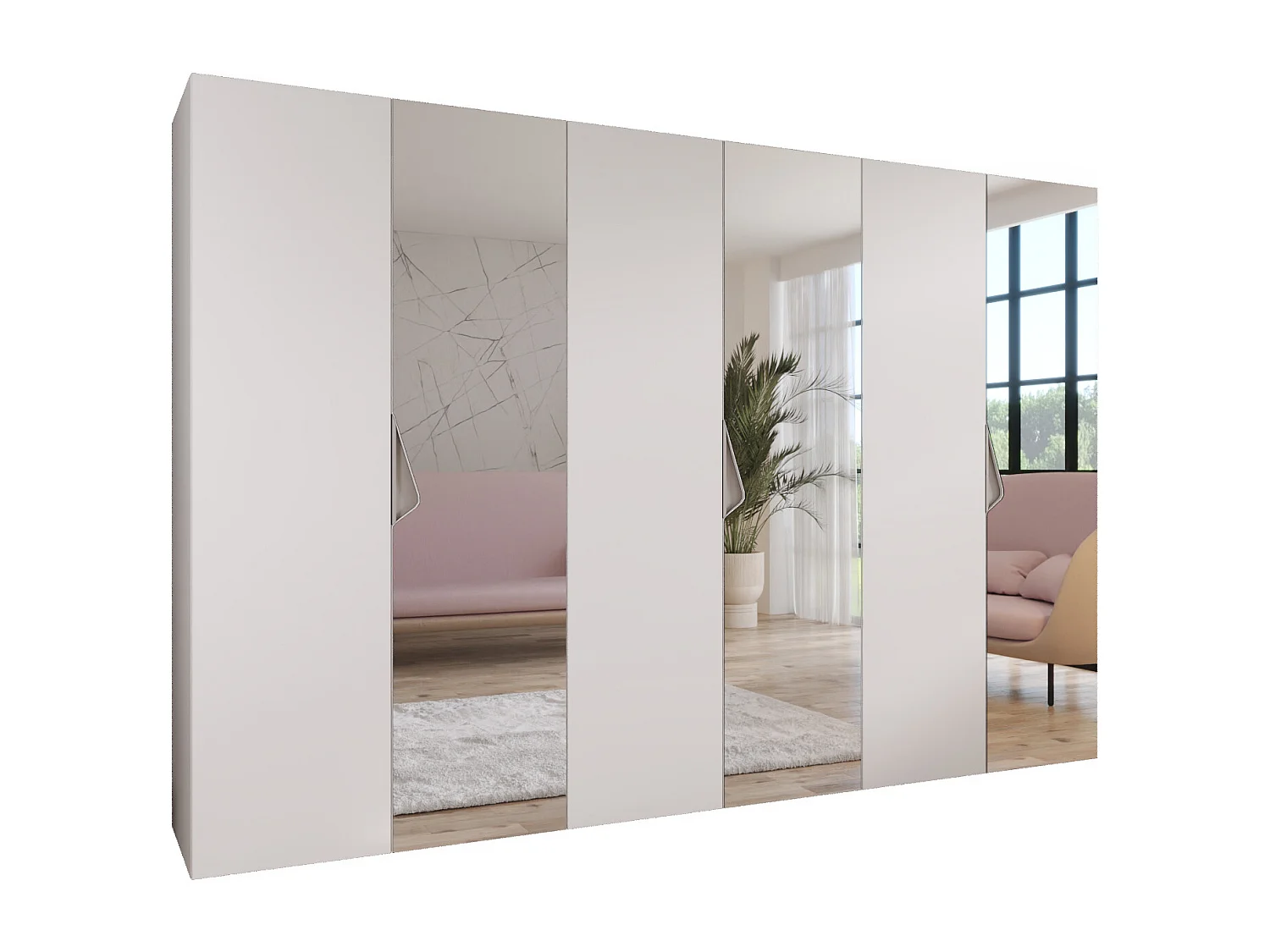 Draaideurkast Sandi 2 300 (100x3) / 202 / 52 (Wit + handgrepen: Kasjmier)