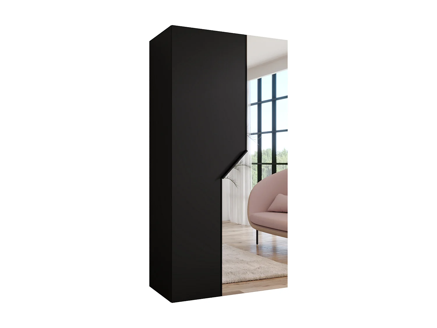 Draaideurkast Andrew 2 100 / 202 / 52 (Zwart + handgrepen: Zwart)