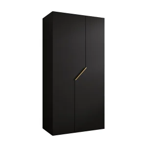Draaideurkast Andrew 1 100 / 202 / 52 (Zwart + handgrepen: Goud)